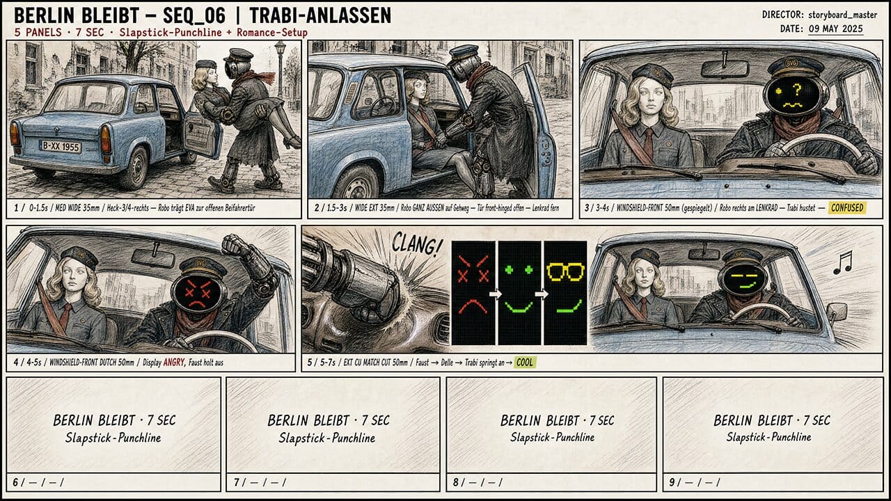 Storyboard Example Slapsstick KI-Lösungen — Videoproduktion, Avatare, UGC & Übersetzungen | BEWEGT.ai